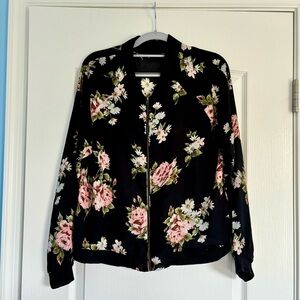 Medium Sheer Floral Bomber Jacket